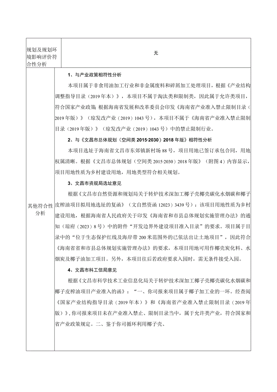 转炉技术深加工椰子壳椰壳碳化水烟碳和椰子皮榨油项目环评报告表.docx_第3页