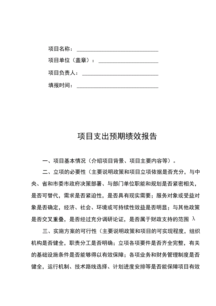 项目支出预期绩效报告模板.docx_第2页