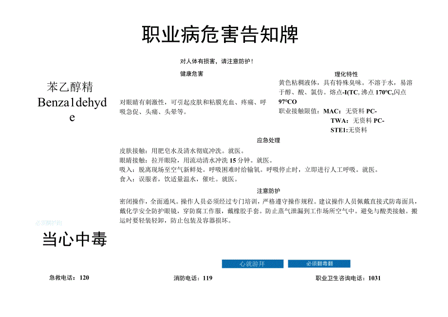 苯乙醇腈-职业病危害告知牌.docx_第1页