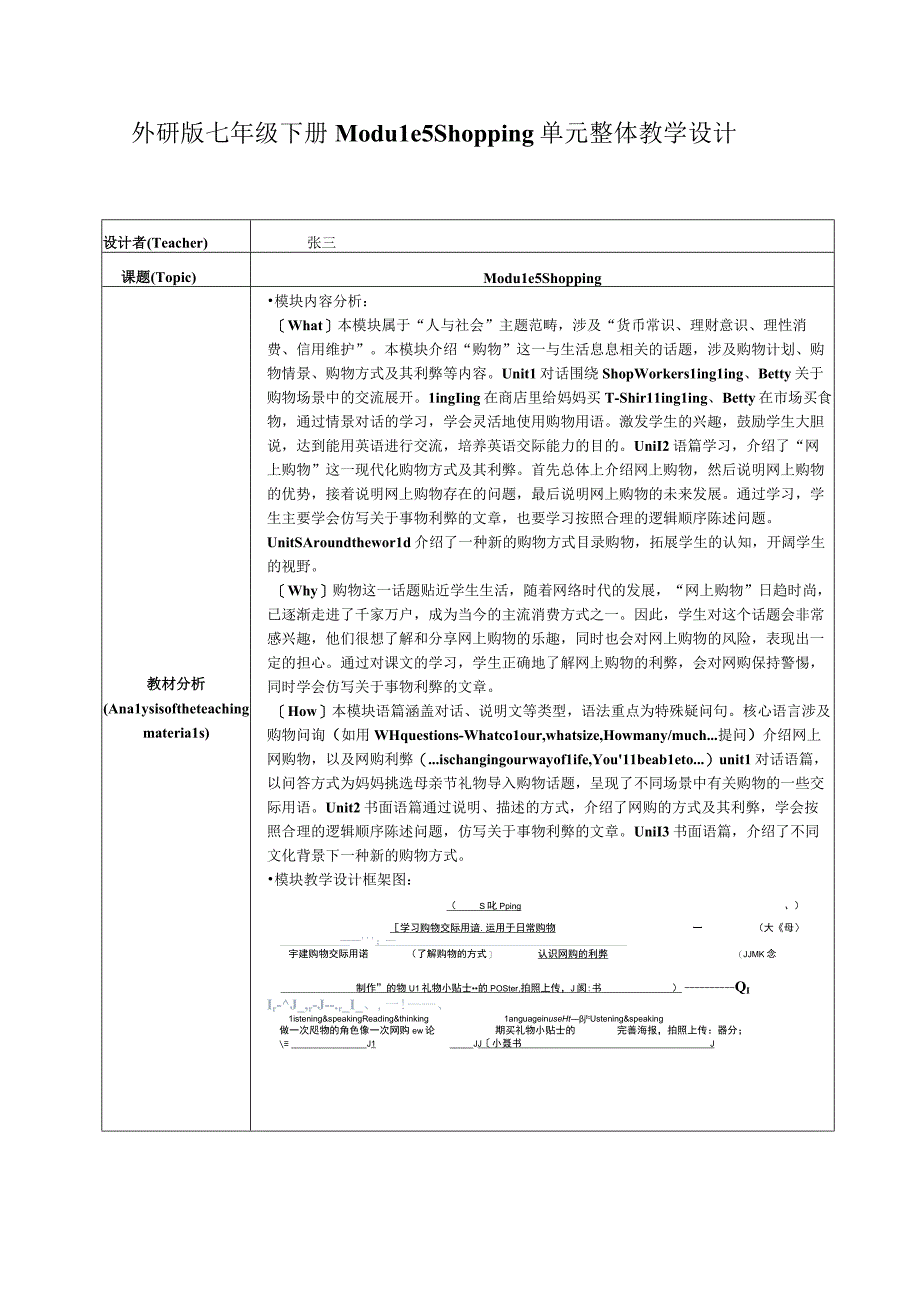 外研版七年级下册 Module 5单元整体教学设计.docx_第1页