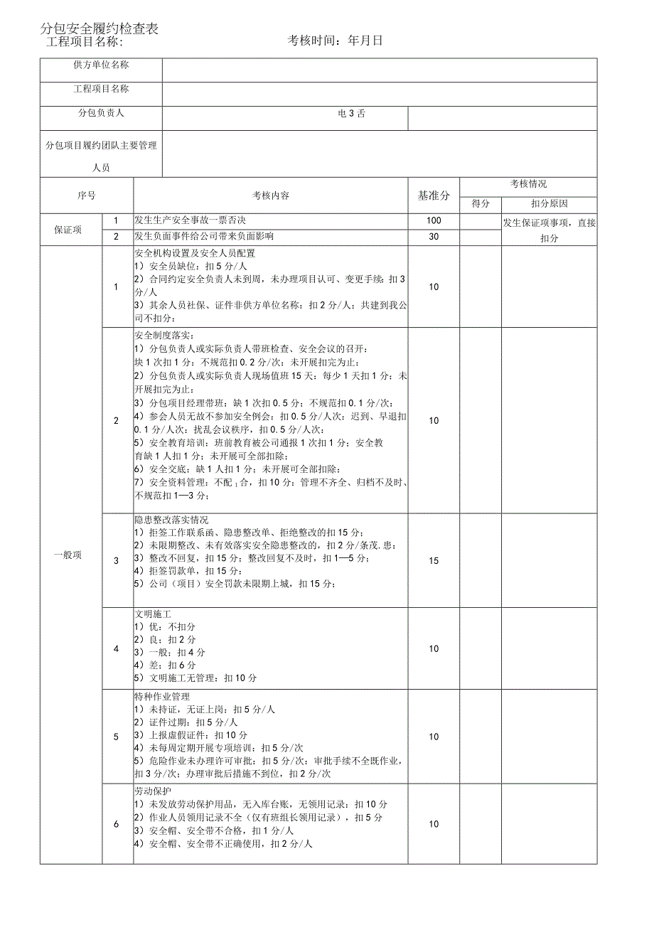 分包安全履约检查表.docx_第1页