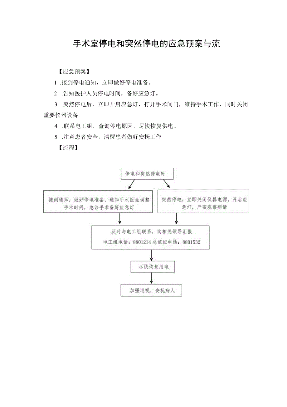 手术室停电和突然停电的应急预案与流.docx_第1页