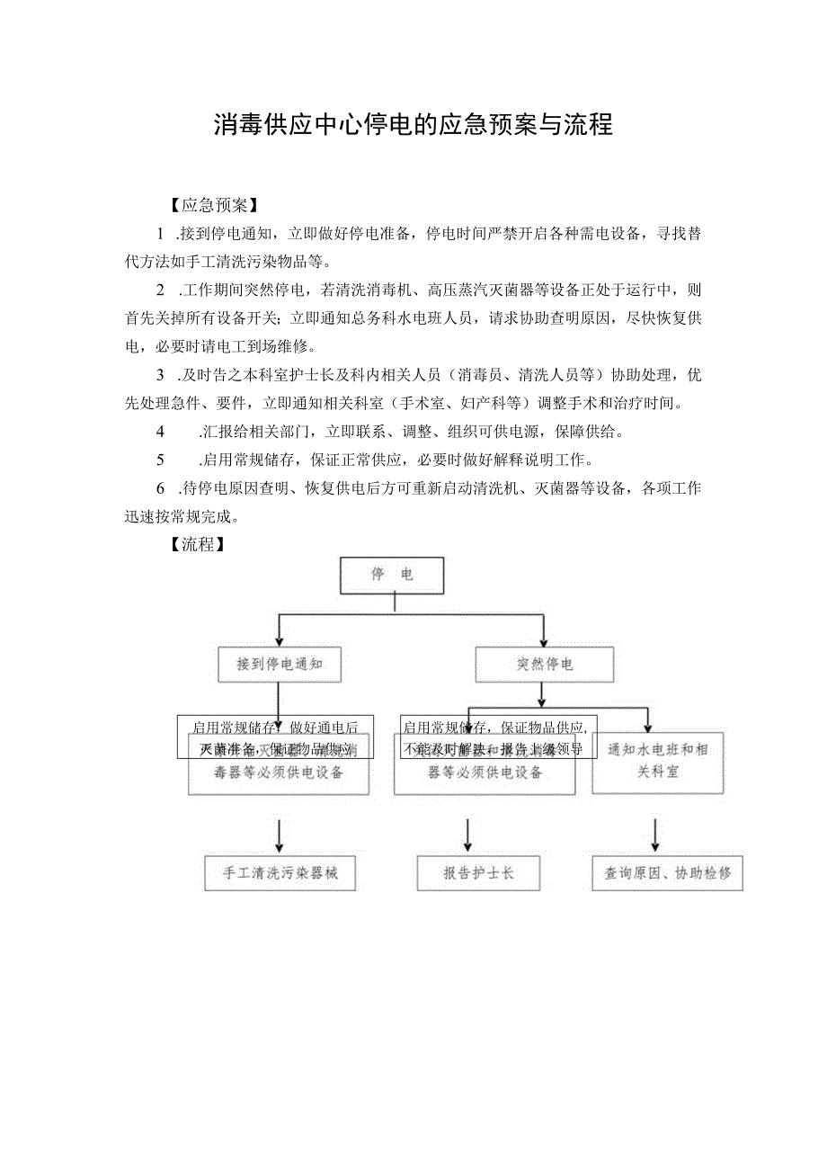 消毒供应中心停电的应急预案与流程.docx_第1页