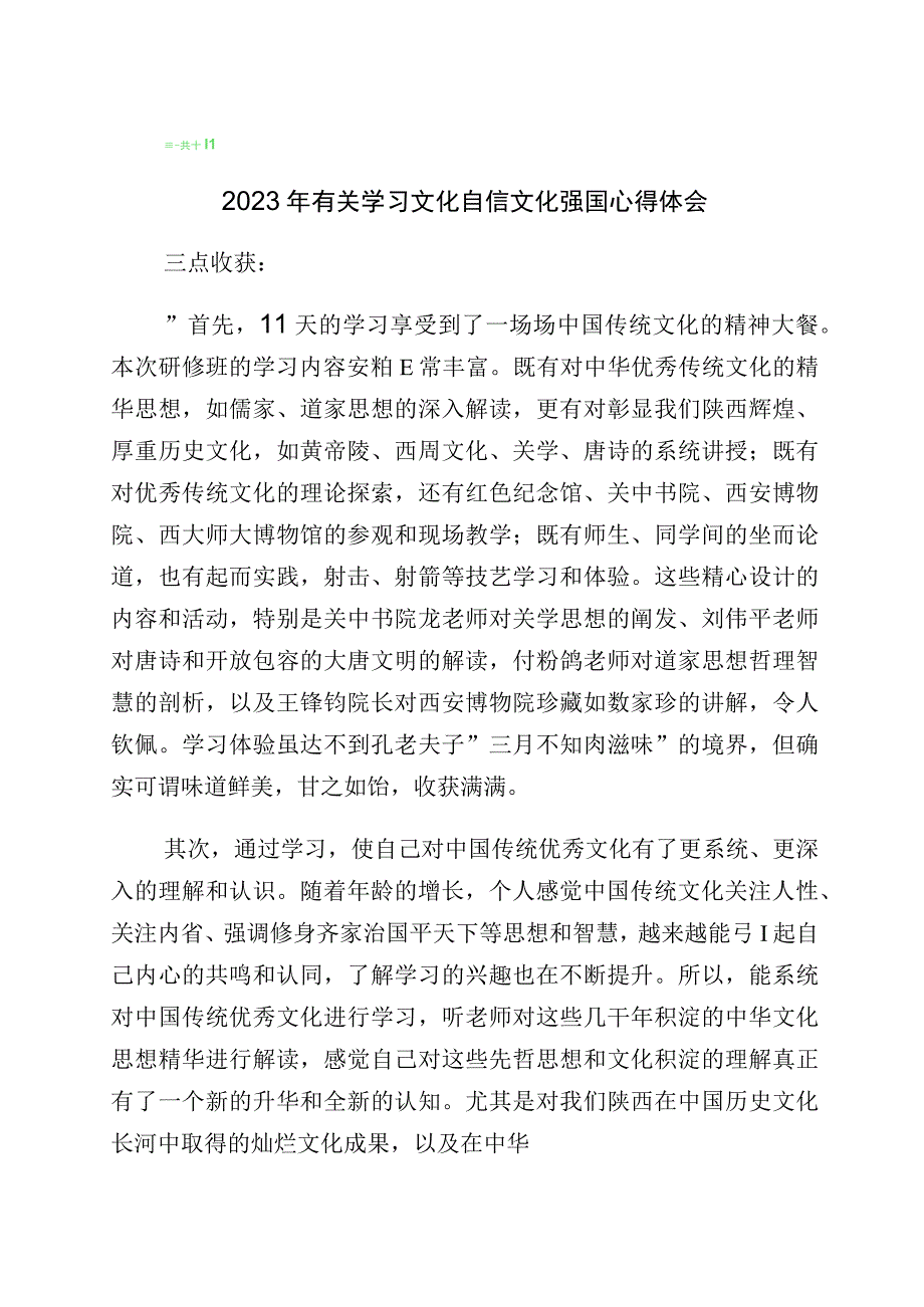 “坚定文化自信、建设文化强国”发言材料10篇.docx_第1页