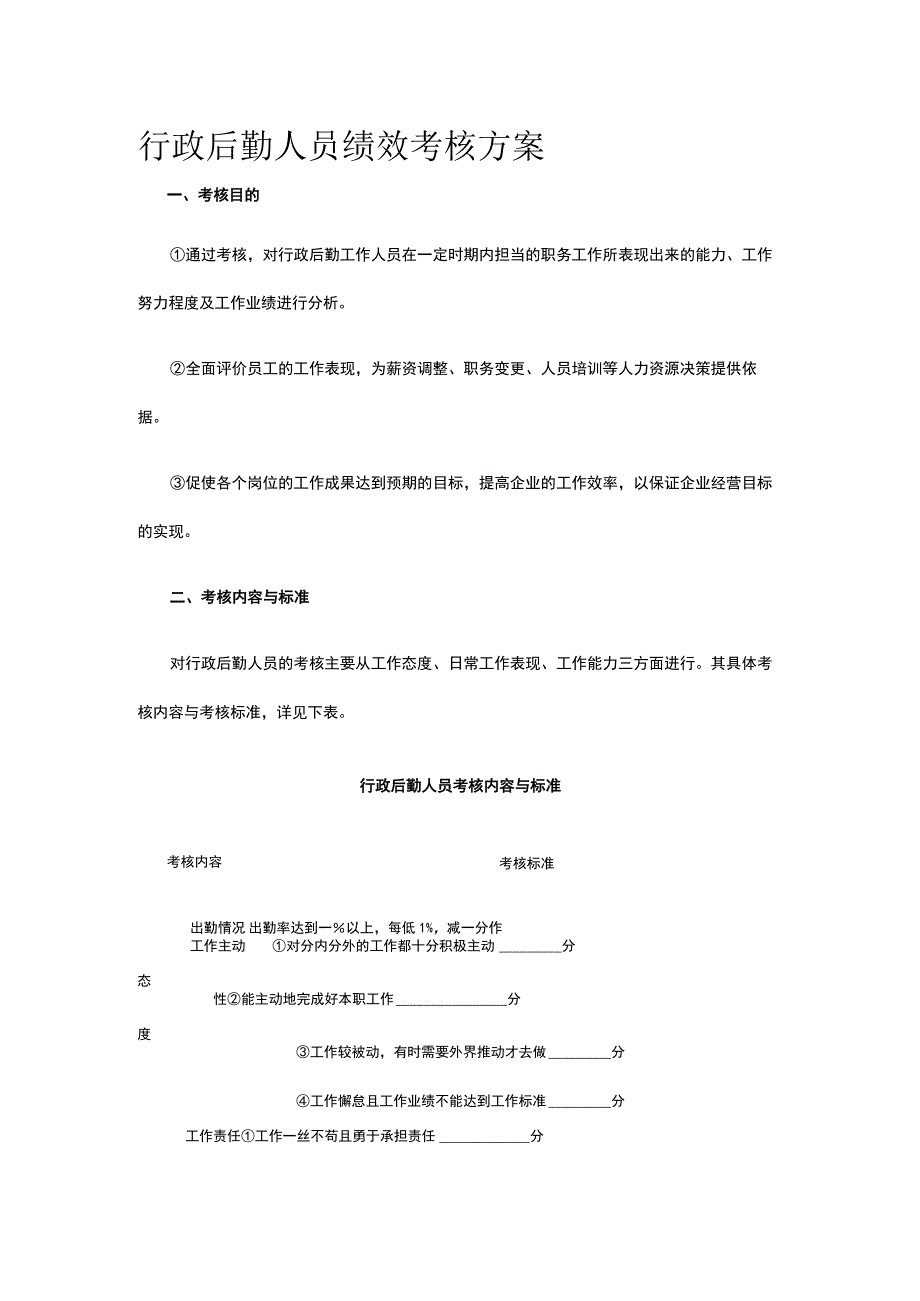 行政后勤人员绩效考核方案全.docx_第1页