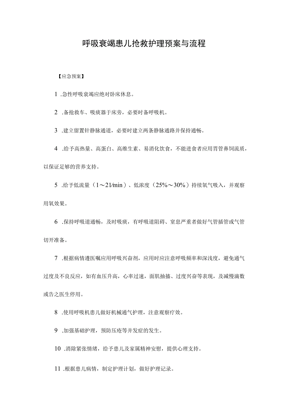 呼吸衰竭患儿抢救护理预案与流程.docx_第1页
