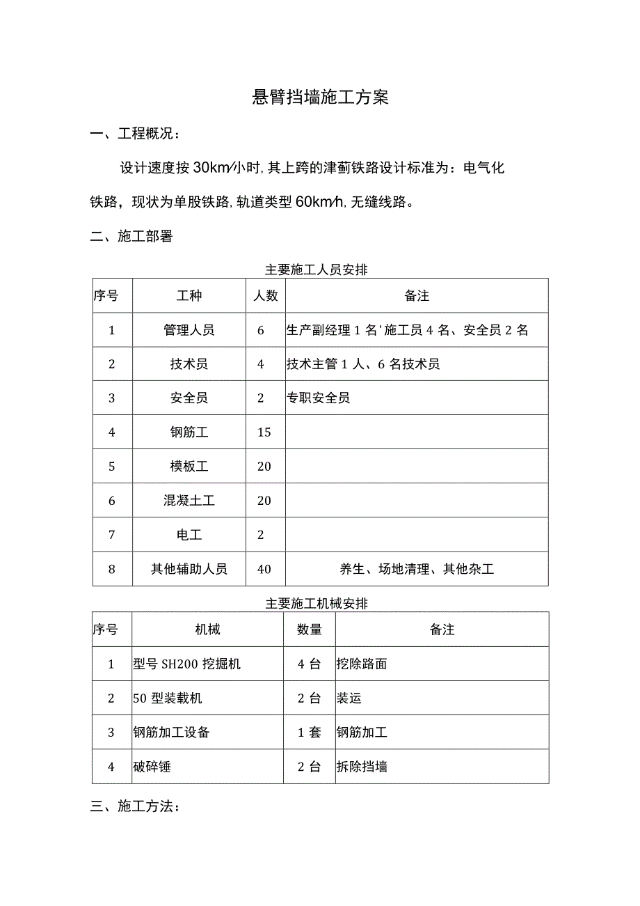 悬臂挡墙施工方案.docx_第1页