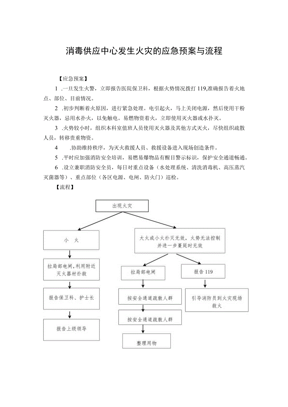 消毒供应中心发生火灾的应急预案与流程.docx_第1页