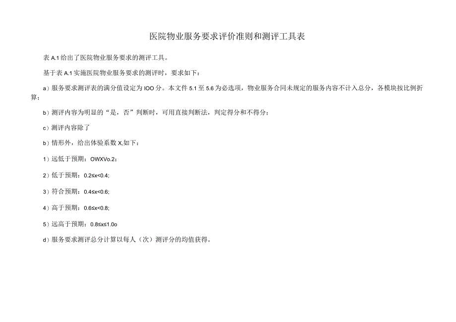 医院物业服务要求评价准则和测评工具表.docx_第1页