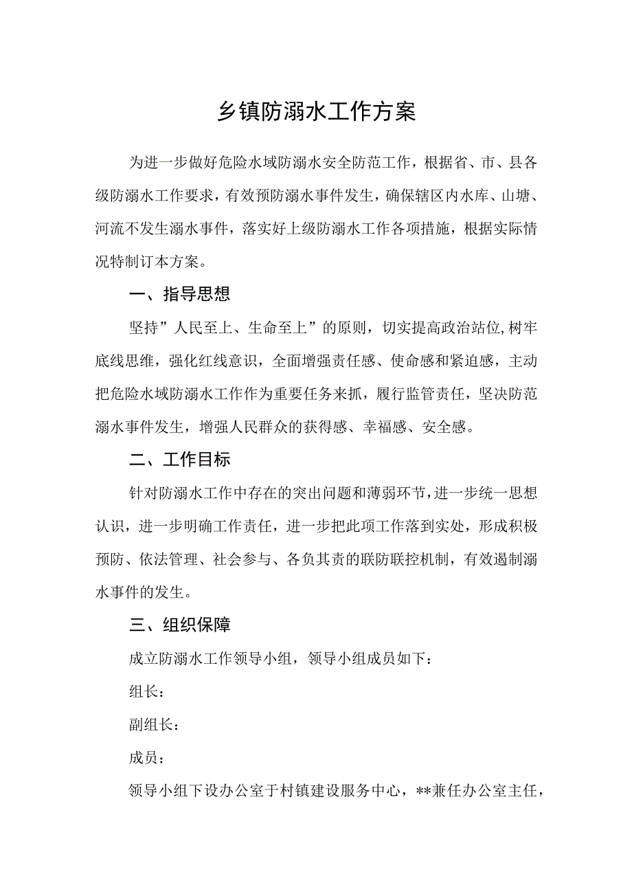 乡镇防溺水工作方案.docx_第1页