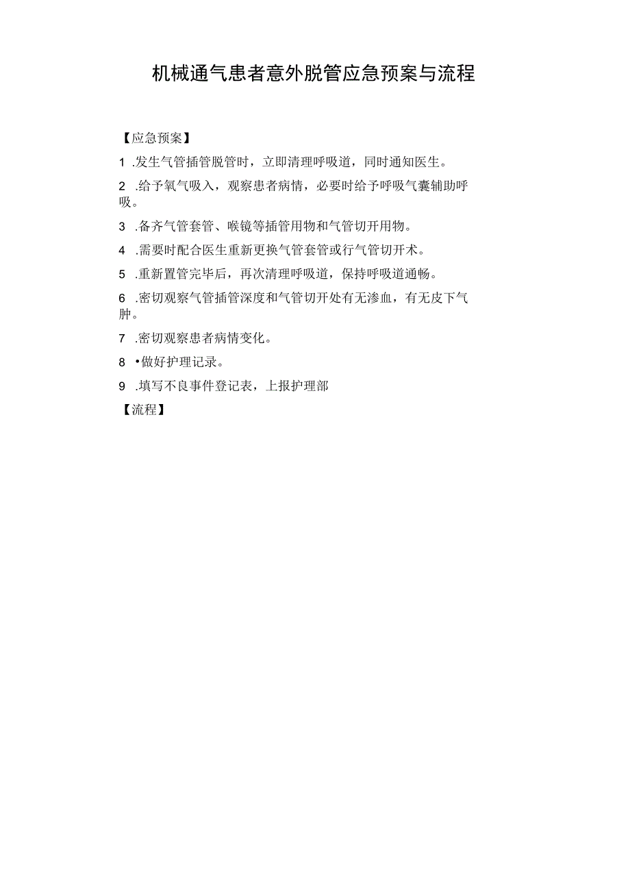 机械通气患者意外脱管应急预案与流程.docx_第1页