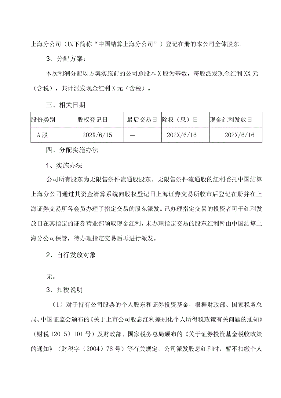 XX集团股份有限公司20X1年年度权益分派实施公告.docx_第2页