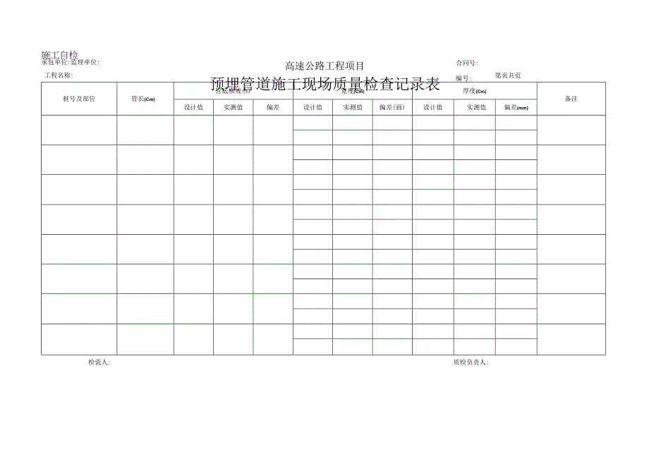 预埋管道施工现场质量检查记录表.docx_第1页