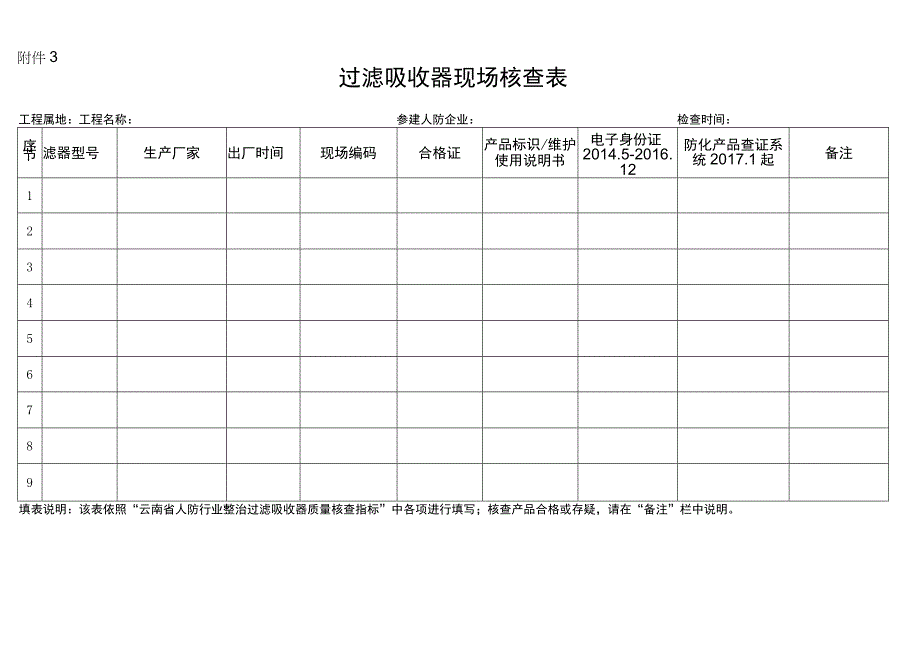 过滤吸收器现场核查表.docx_第1页