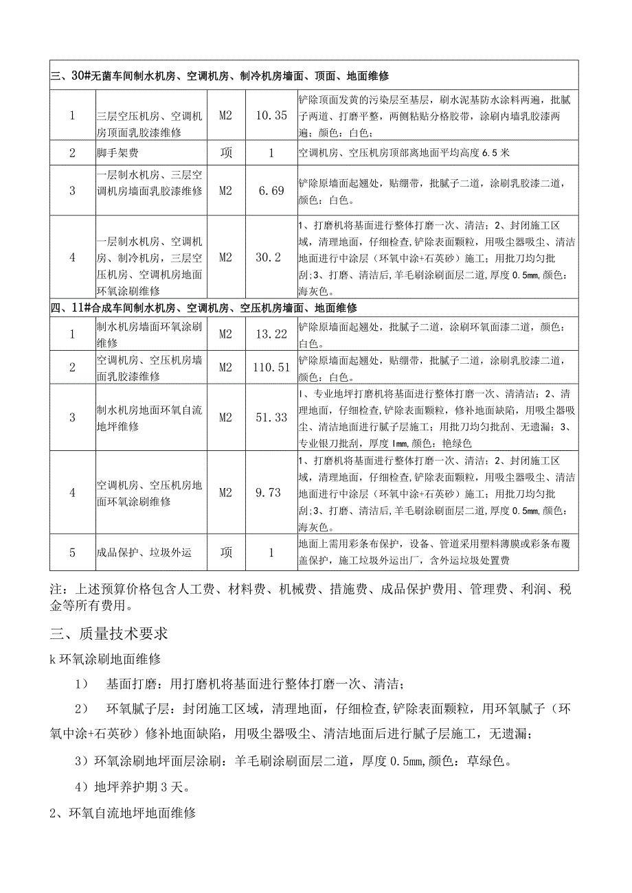 设备动力部空调机房、空压机房、制水机房墙面、地面维修工程技术要求.docx_第2页