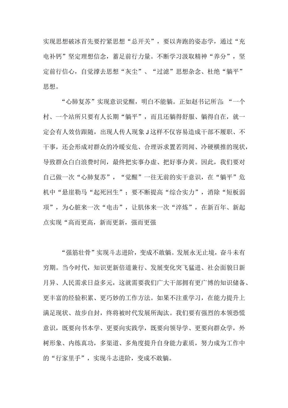 2023年开展“躺平式干部专项整治活动专题学习研讨心得体会发言材料与住建局开展“躺平式干部专项整治工作情况总结汇报【两篇】.docx_第2页