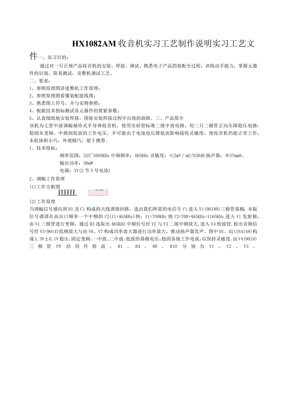 HX1082AM收音机实习工艺制作说明.docx_第1页