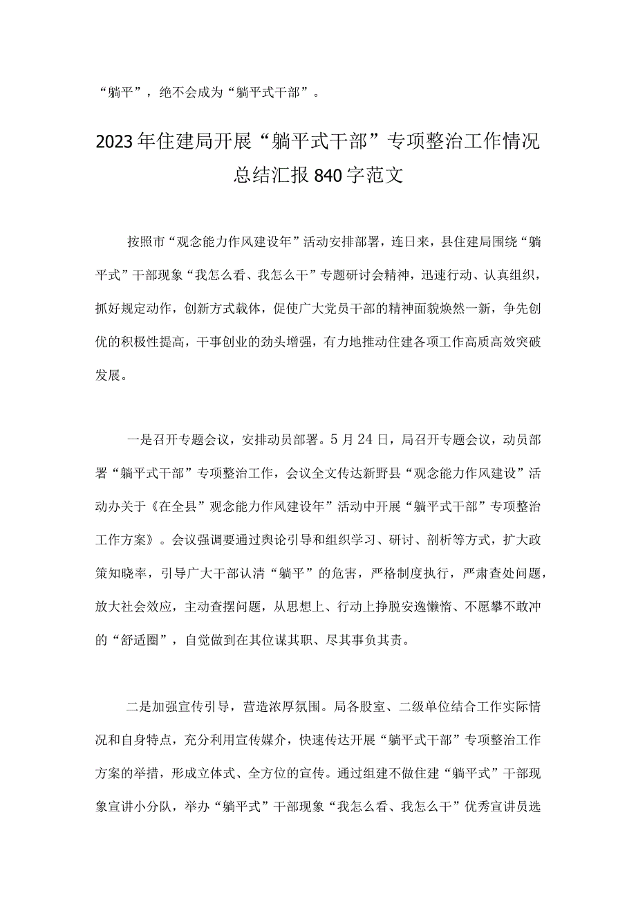 2023年开展“躺平式干部”专题研讨交流体会发言材料、专项整治工作情况总结汇报（共四篇文）.docx_第3页