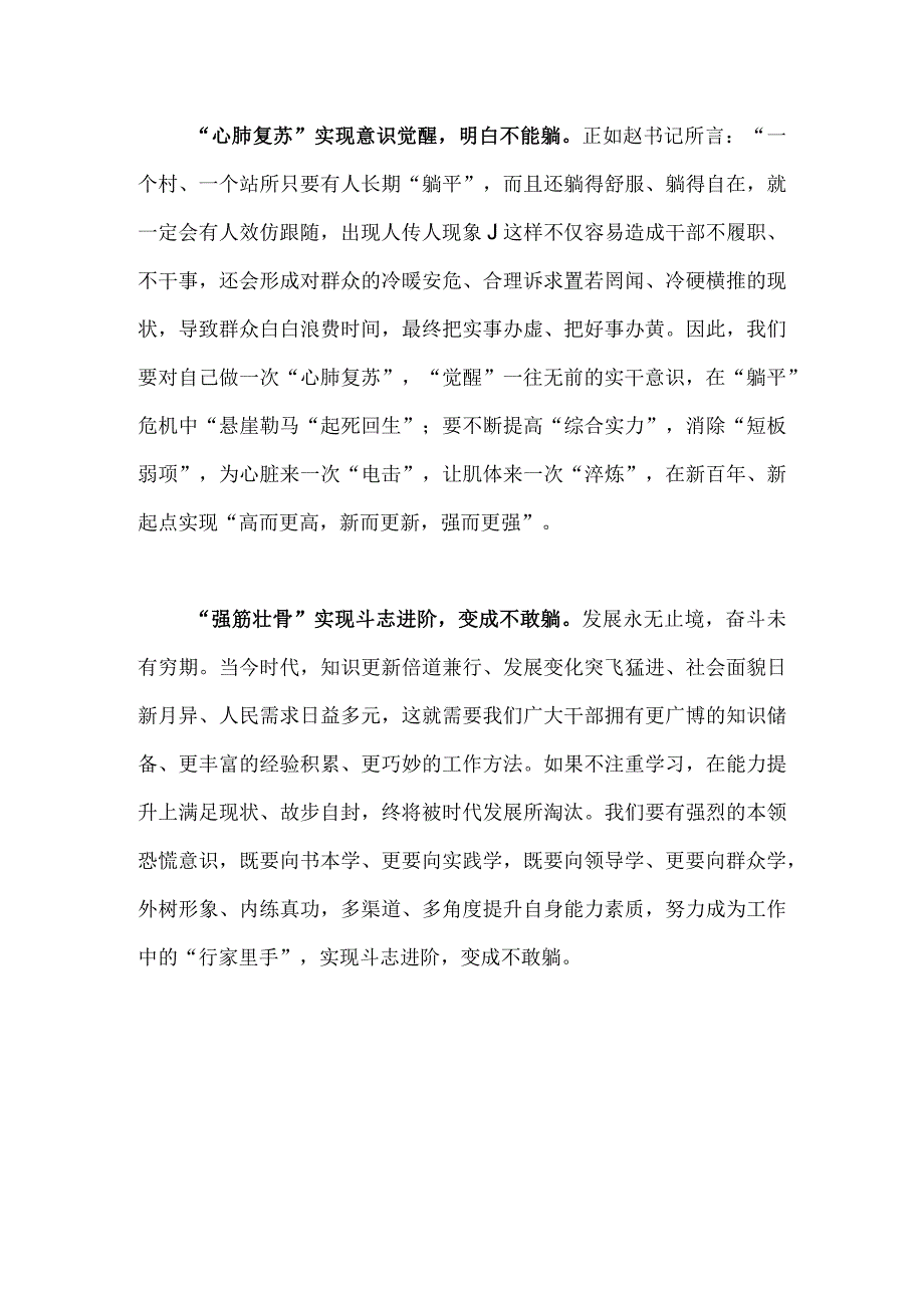 2023年开展“躺平式干部专项整治活动专题学习研讨心得体会发言材料1080字范文.docx_第2页