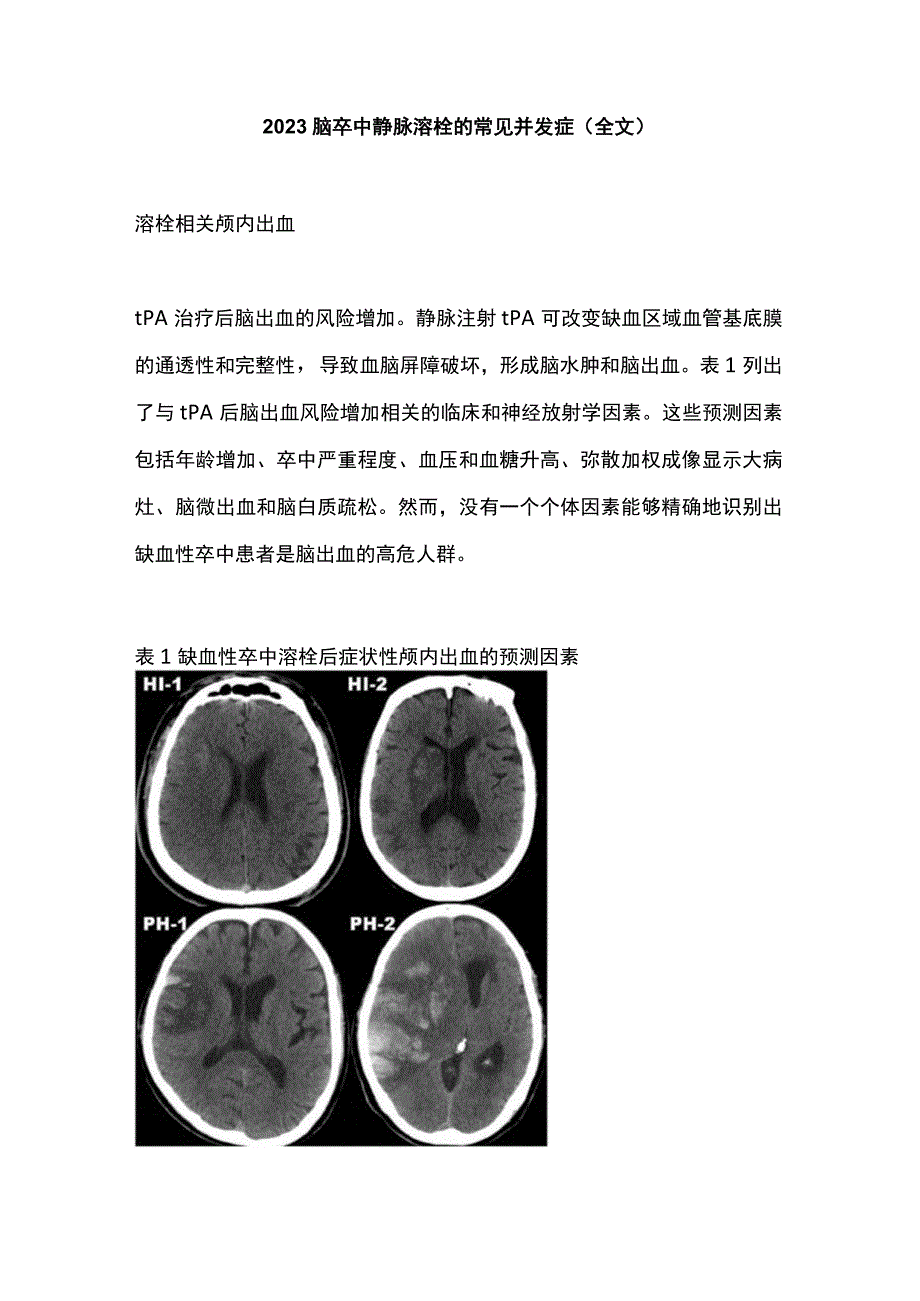 2022脑卒中静脉溶栓的常见并发症（全文）.docx_第1页