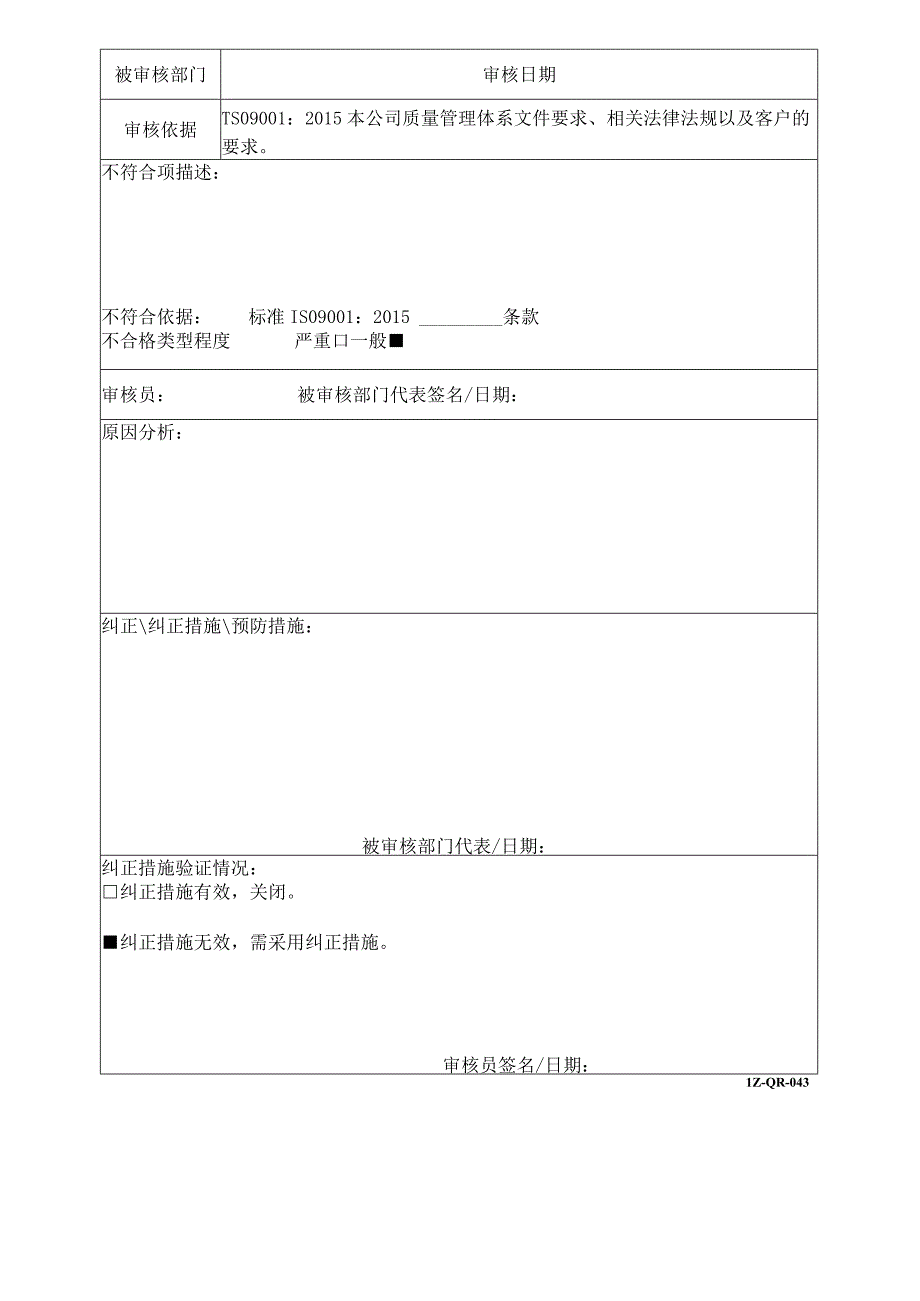 043不合格项报告.docx_第1页