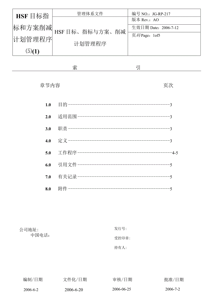 HSF目标指标和方案削减计划管理程序(5)(1).docx_第1页