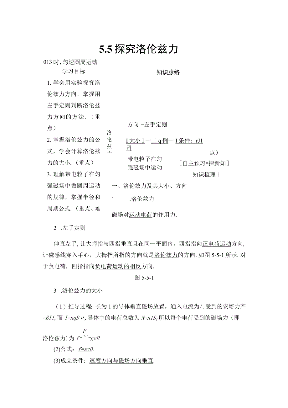 2018沪科选修31 55 探究洛伦兹力 学案.docx_第1页