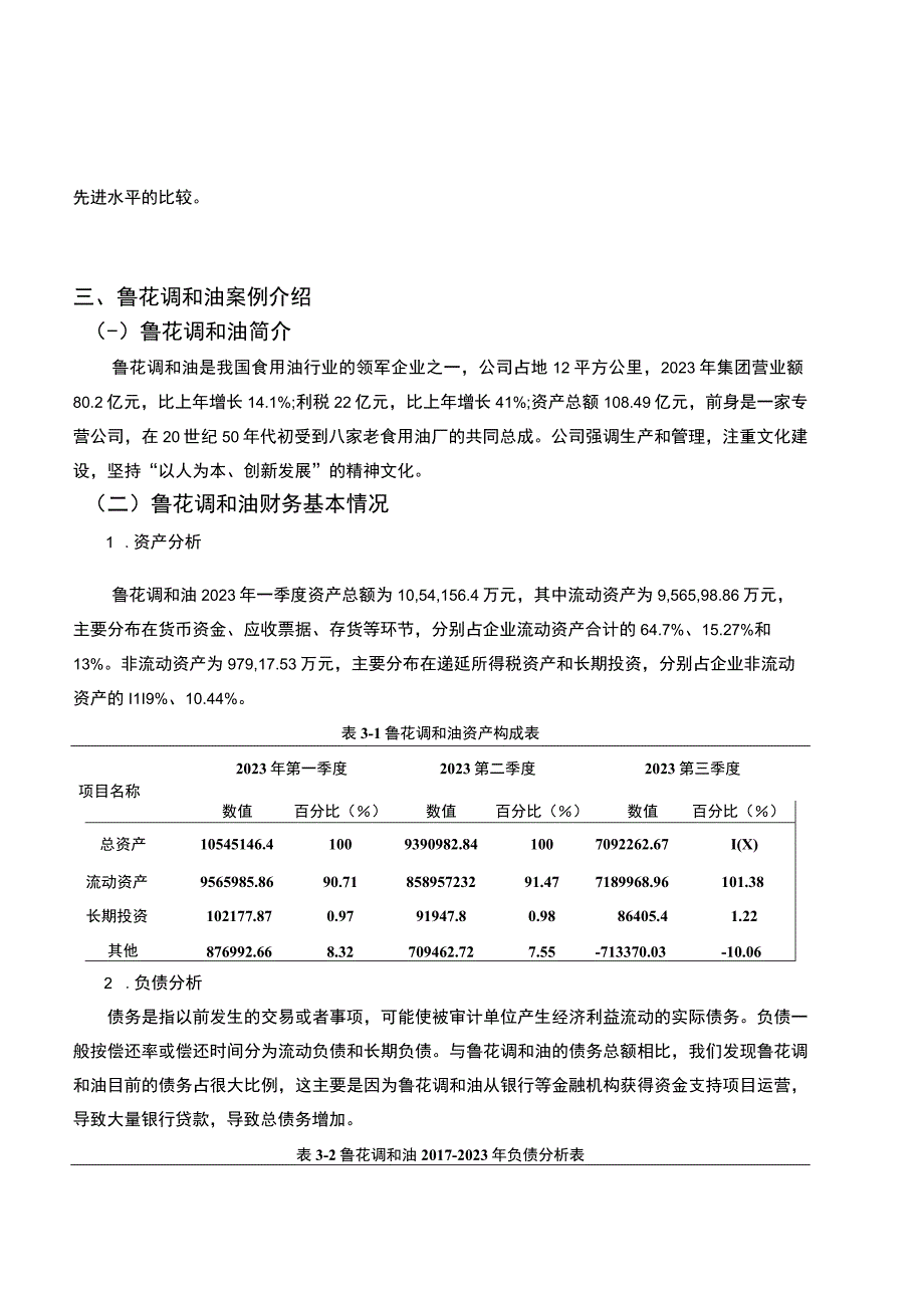 2023《基于近五年数据的食用油企业鲁花调和油财务报表分析案例》6800字.docx_第3页