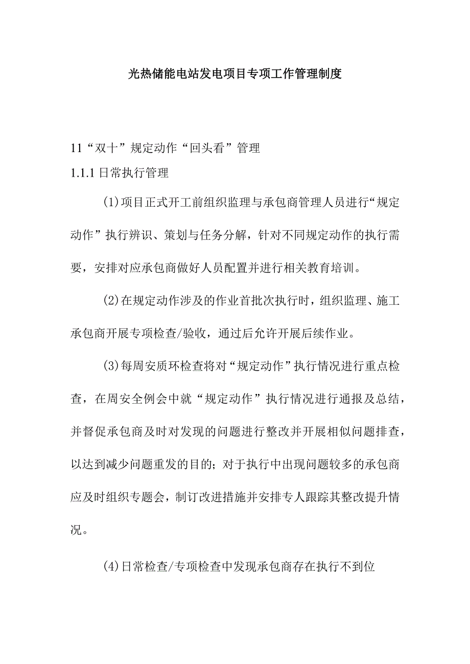 光热储能电站发电项目专项工作管理制度.docx_第1页