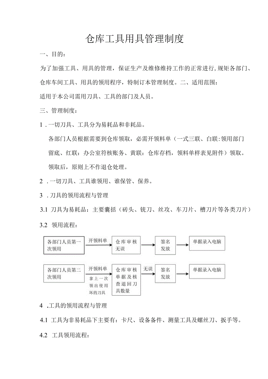 仓库工具用具管理制度仓库刀具工具领用流程与管理规定.docx_第1页