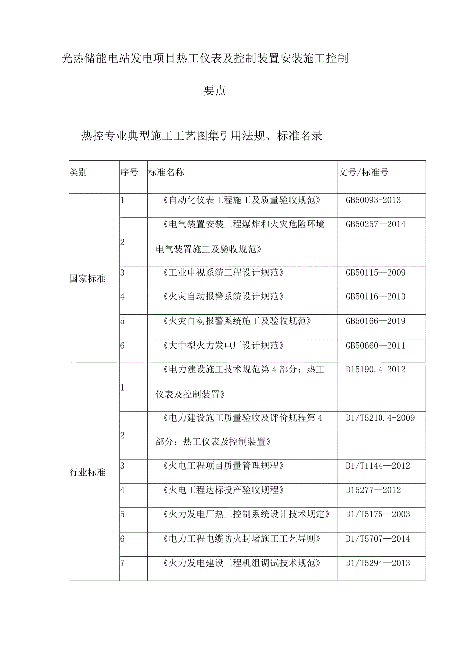 光热储能电站发电项目热工仪表及控制装置安装施工控制要点.docx_第1页