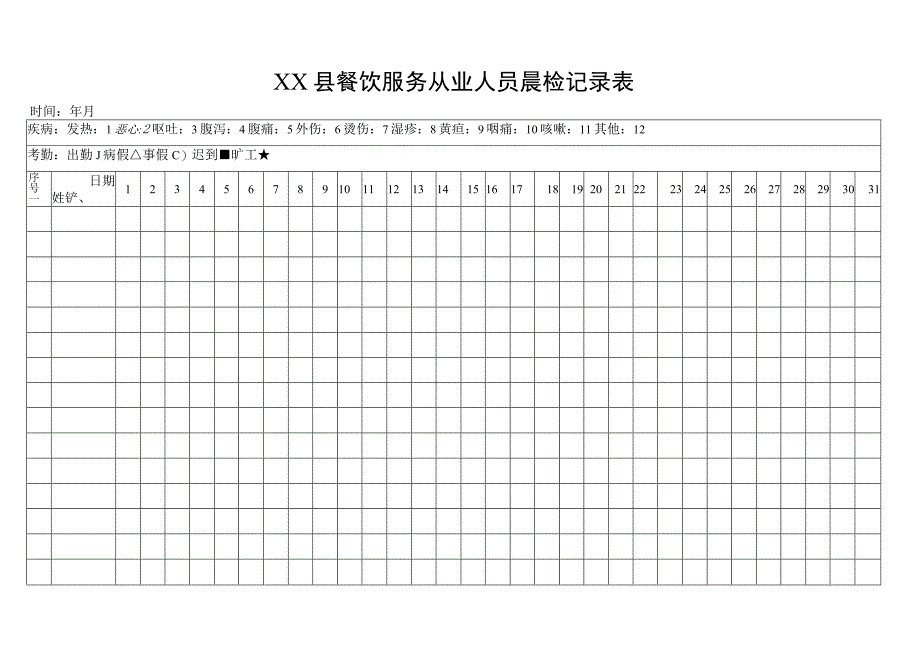 从业人员晨检记录记录簿.docx_第1页