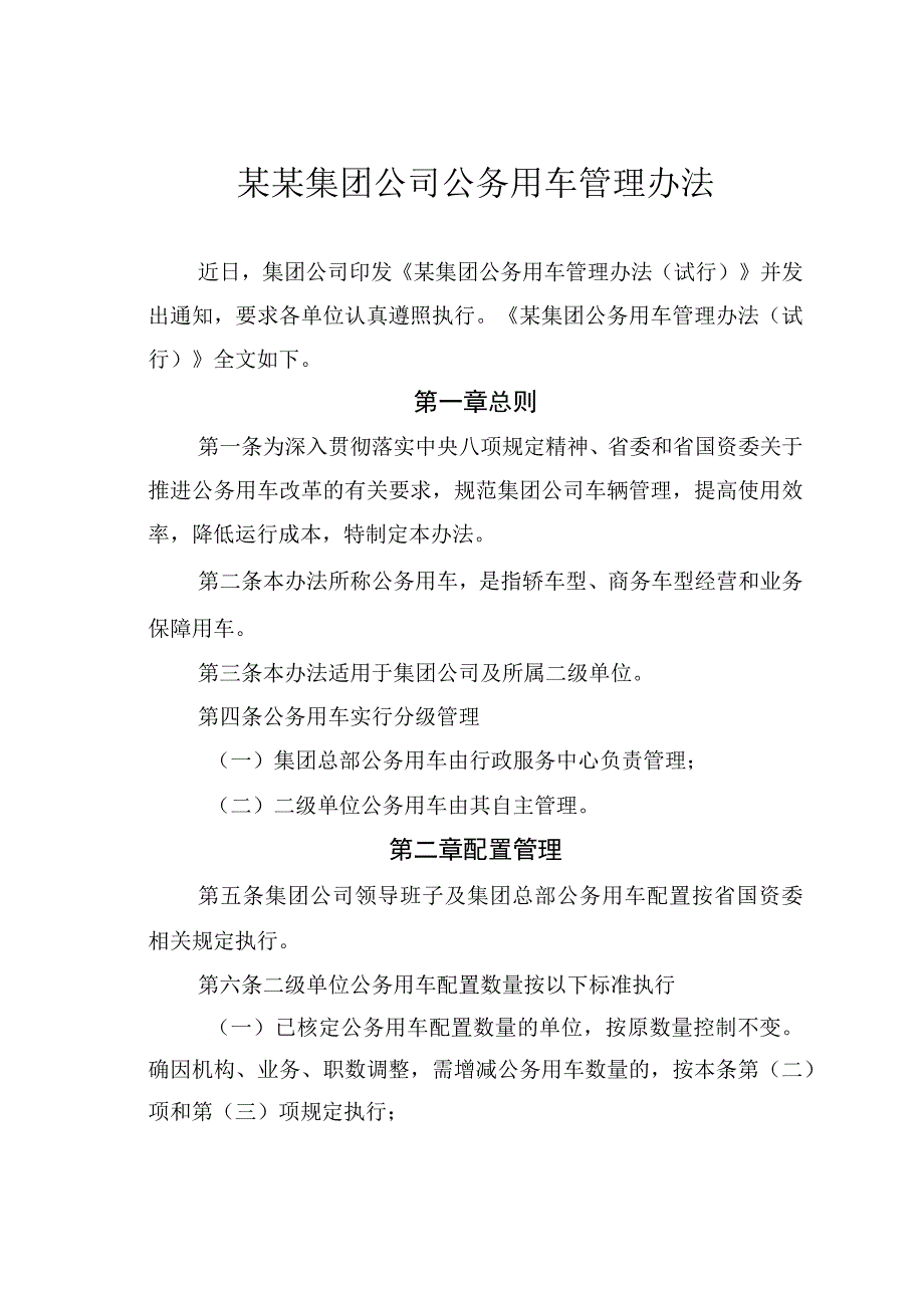 某某集团公司公务用车管理办法.docx_第1页