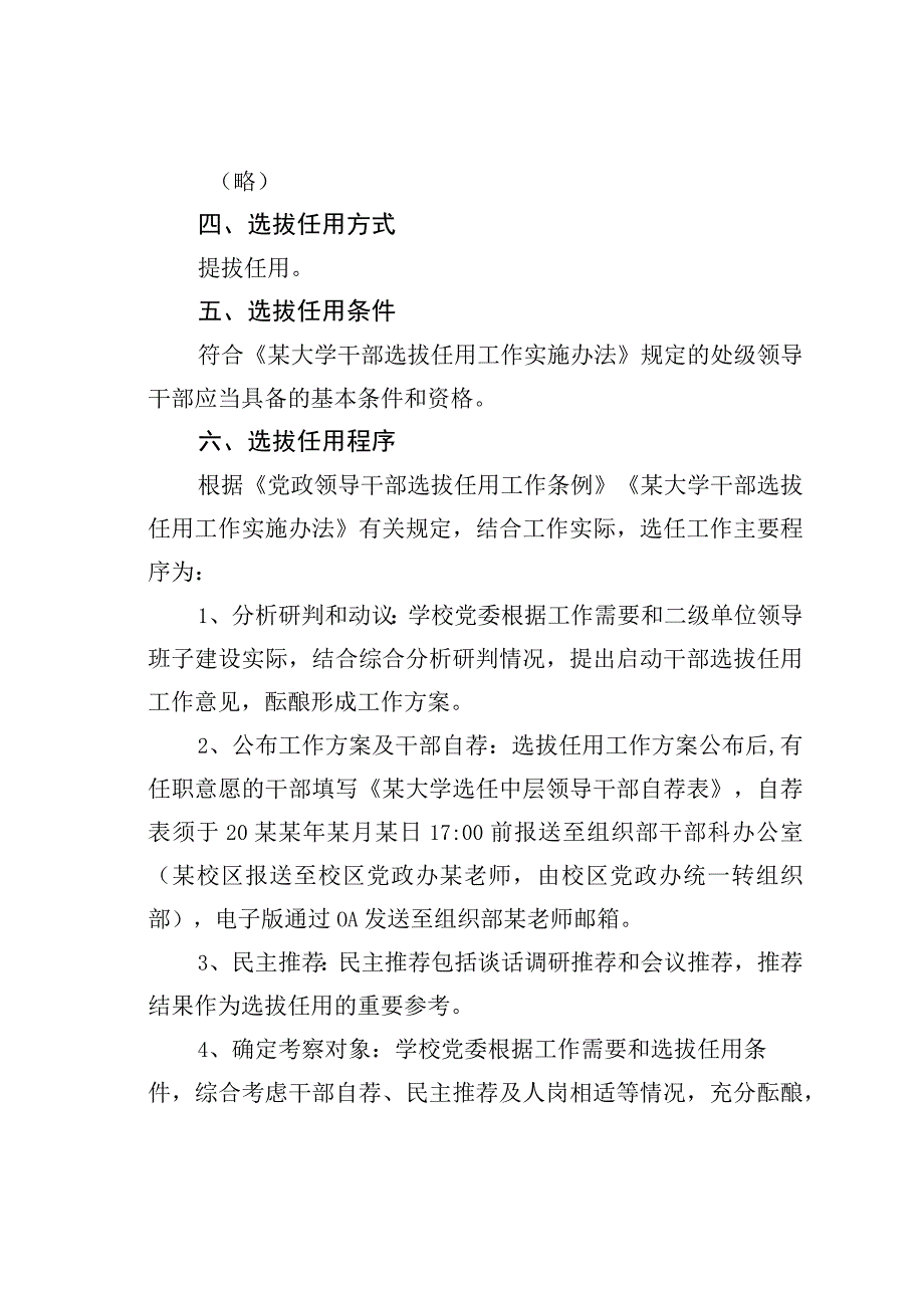 某某大学关于中层领导干部选拔任用工作的实施方案.docx_第2页