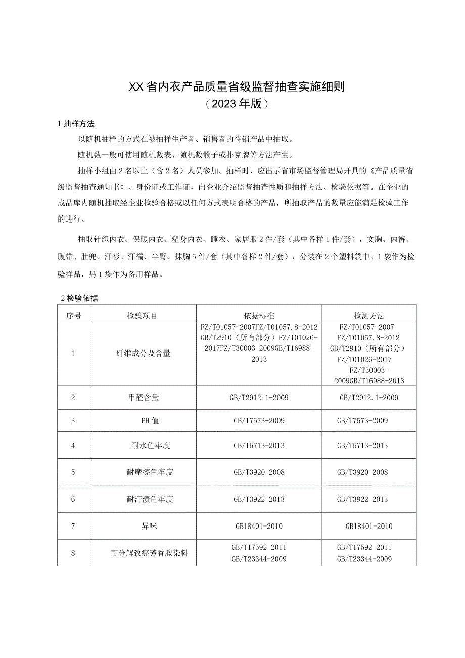 内衣产品质量省级监督抽查实施细则(年版）.docx_第1页