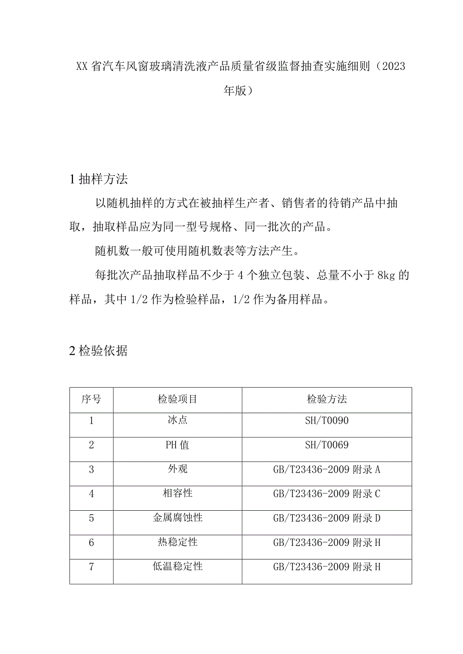 汽车风窗玻璃清洗液产品质量省级监督抽查实施细则(2020年版).docx_第1页