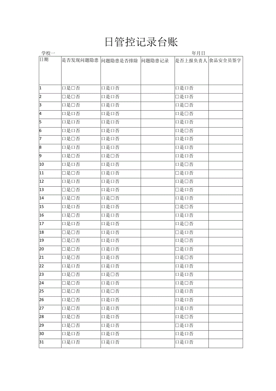 日管控记录台账 新.docx_第1页