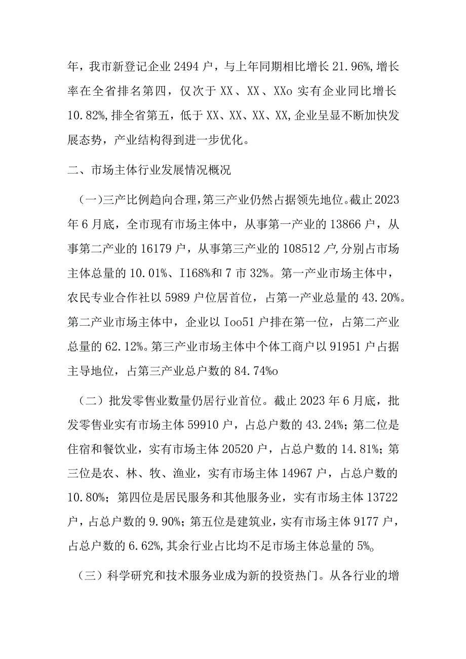 某市2023年上半年市场主体发展情况报告.docx_第2页