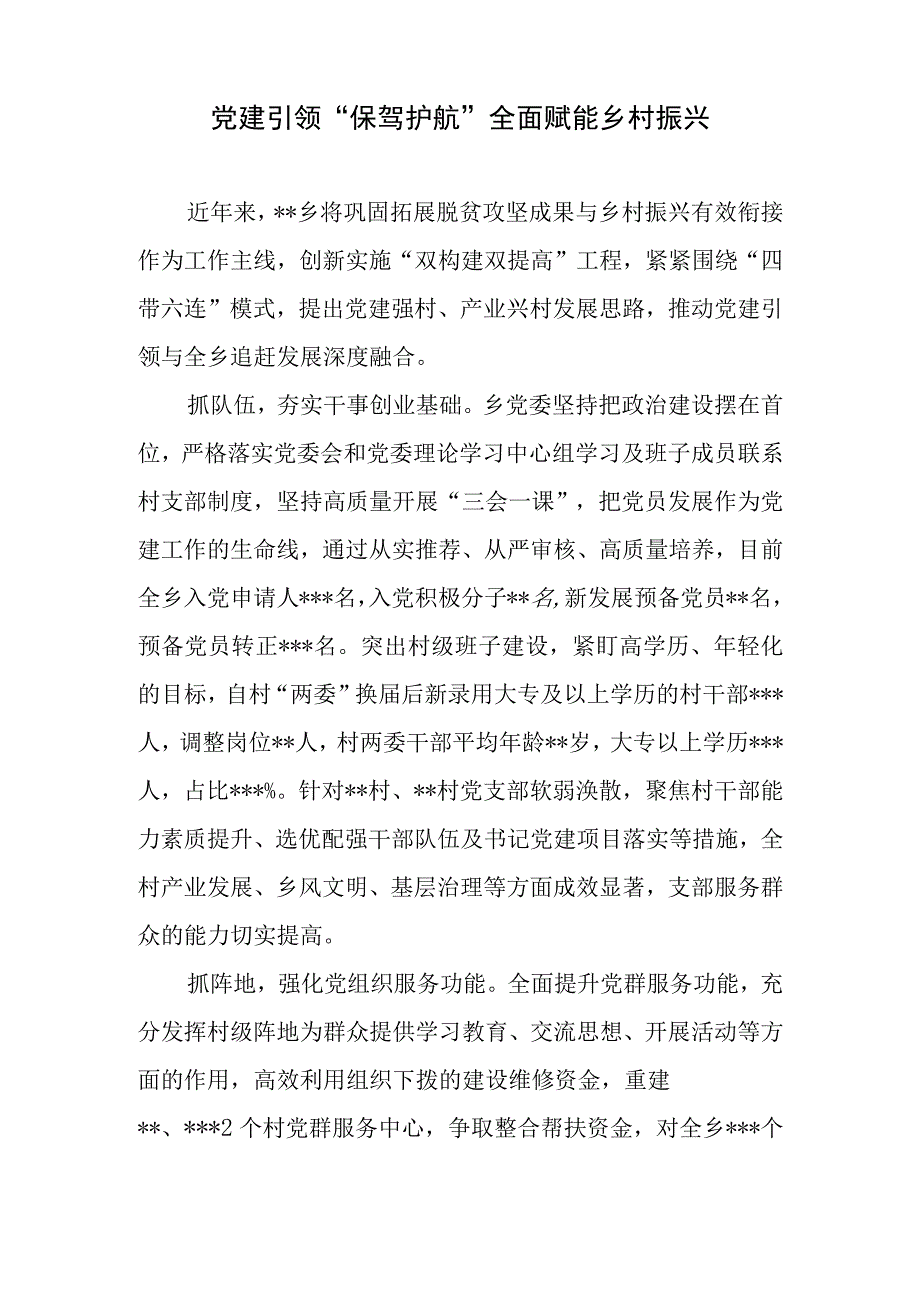 2023乡镇党委党建引领赋能乡村振兴研讨发言经验交流材料工作情况总结报告.docx_第2页