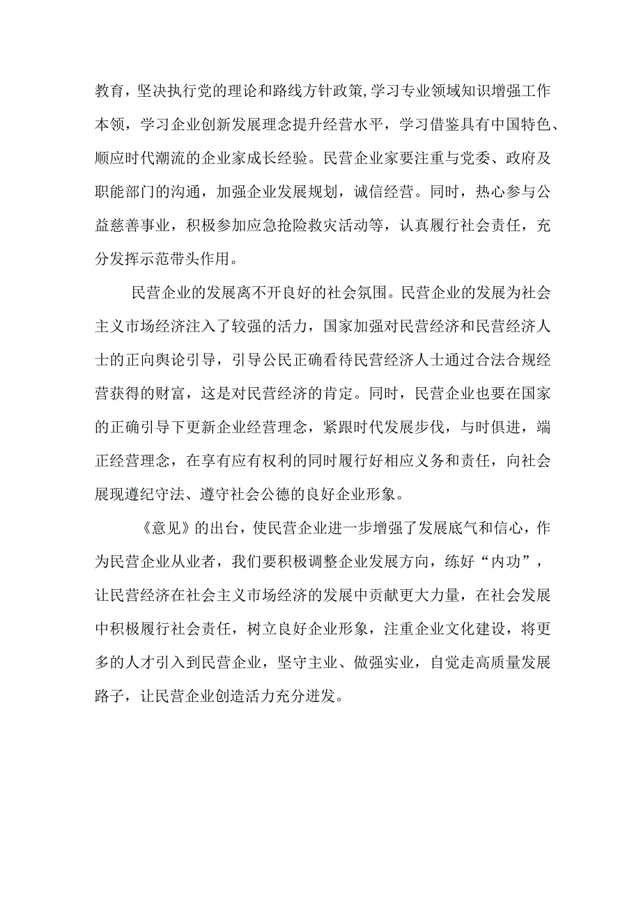 2023《关于促进民营经济发展壮大的意见》学习心得体会共7篇.docx_第2页