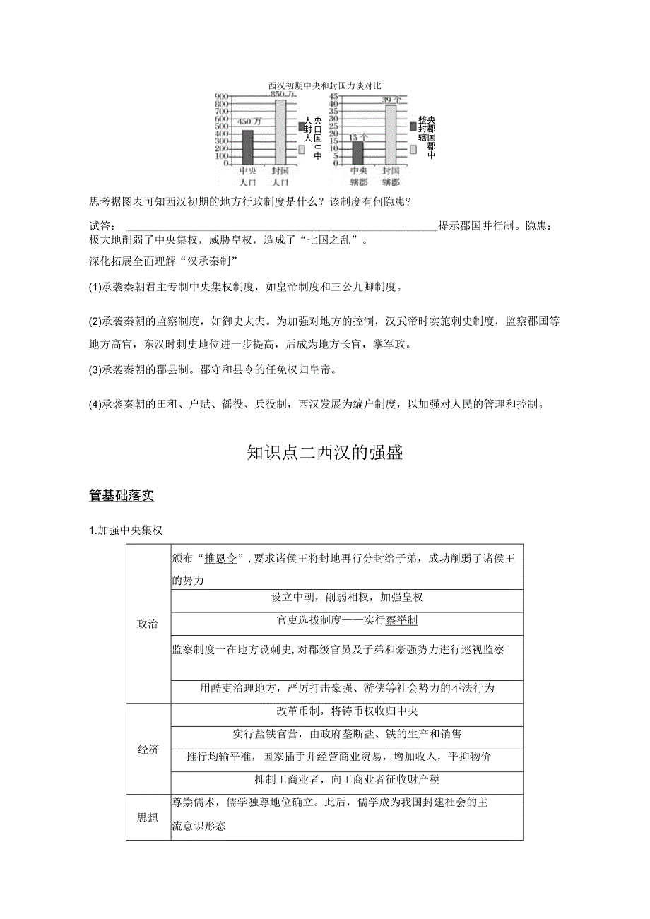 2023-2024学年统编版必修纲要上册第4课 西汉与东汉——统一多民族封建国家的巩固（学案）.docx_第2页