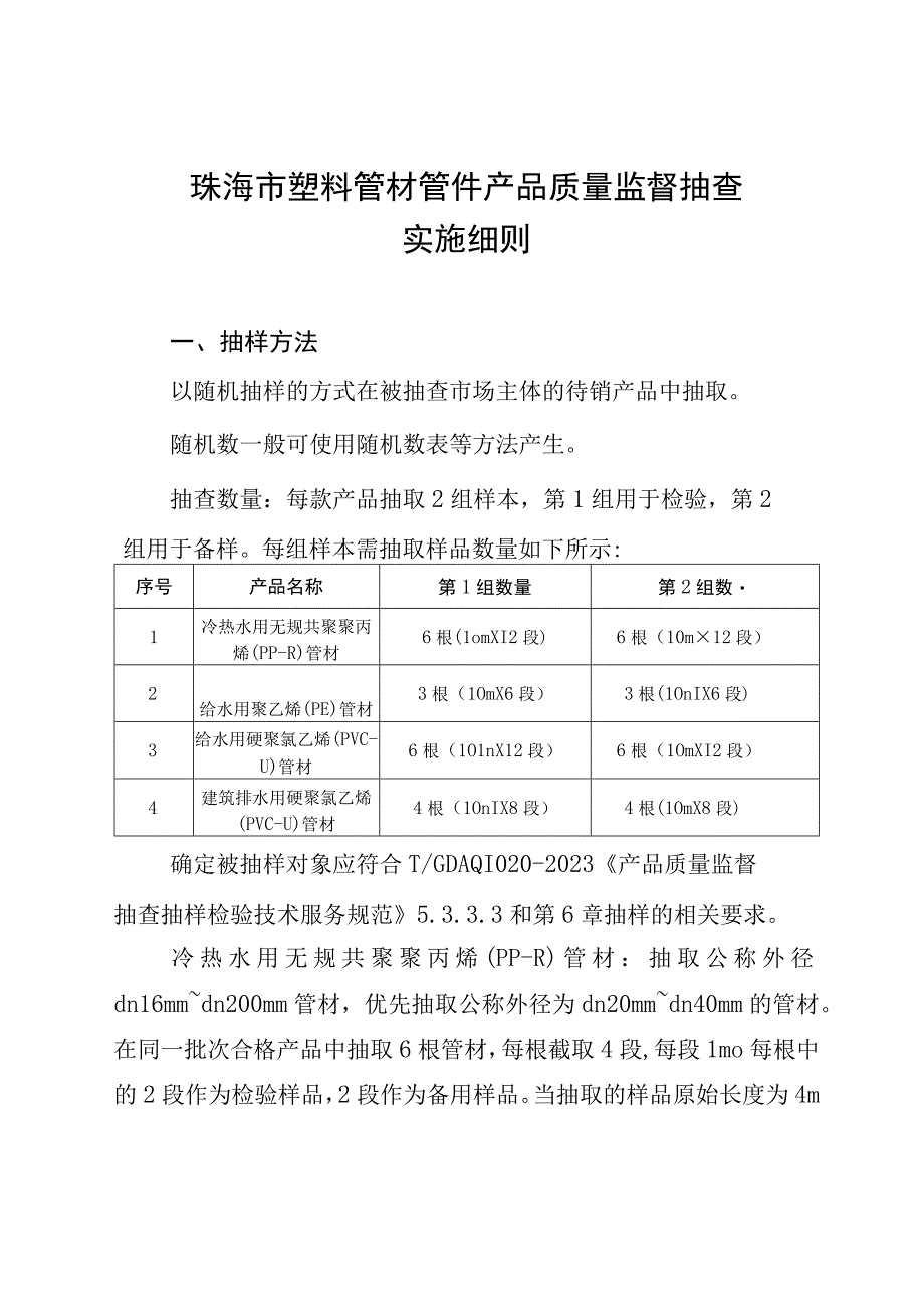 34.珠海市塑料管材管件产品质量监督抽查实施细则.docx_第1页