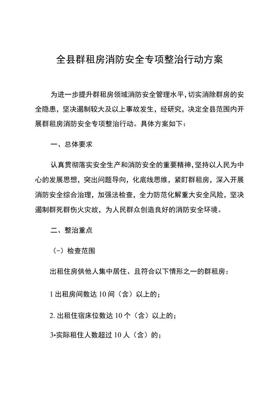 《群租房消防安全专项整治行动方案》.docx_第1页