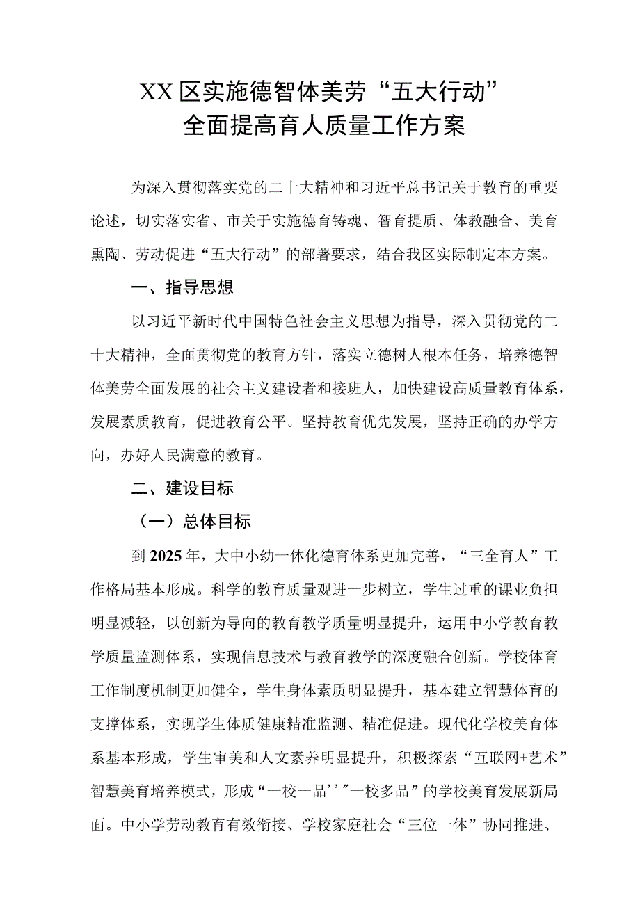 XX区实施德智体美劳“五大行动”全面提高育人质量工作方案.docx_第1页