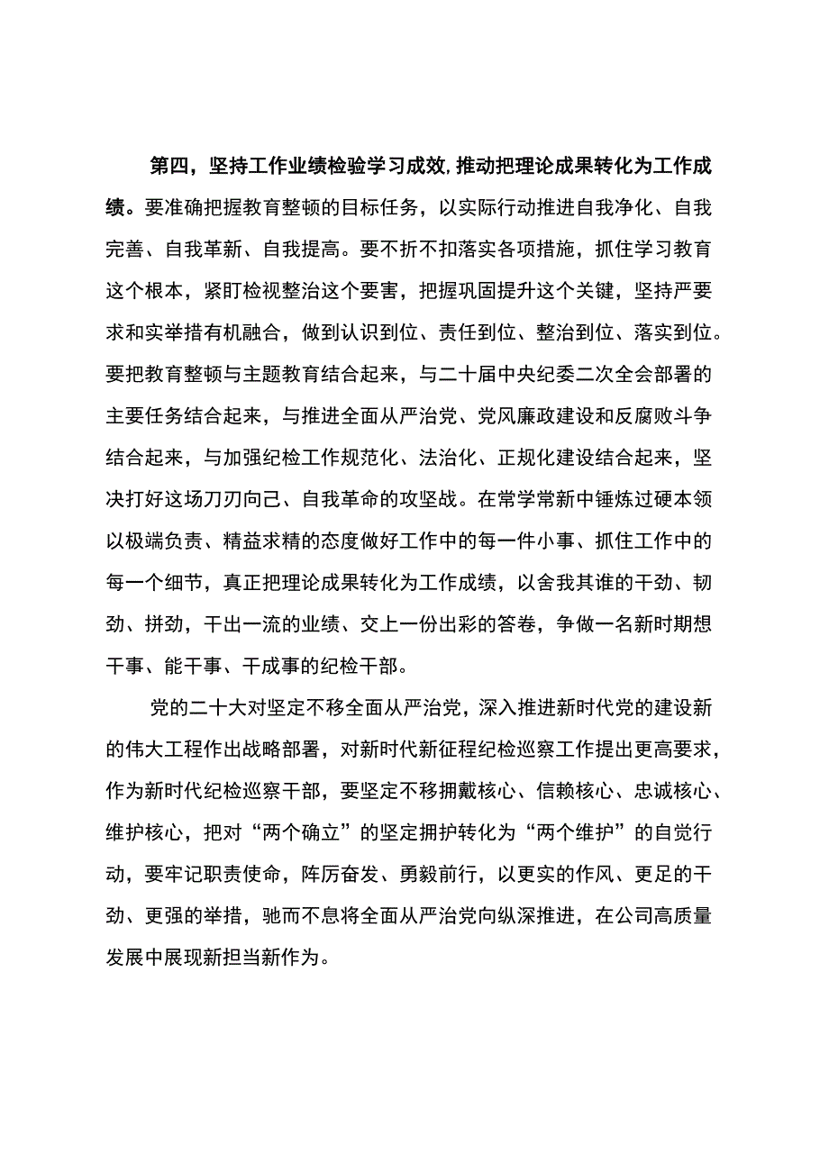 东港石油公司纪检巡察干部队伍教育整顿学习教育心得体会.docx_第3页