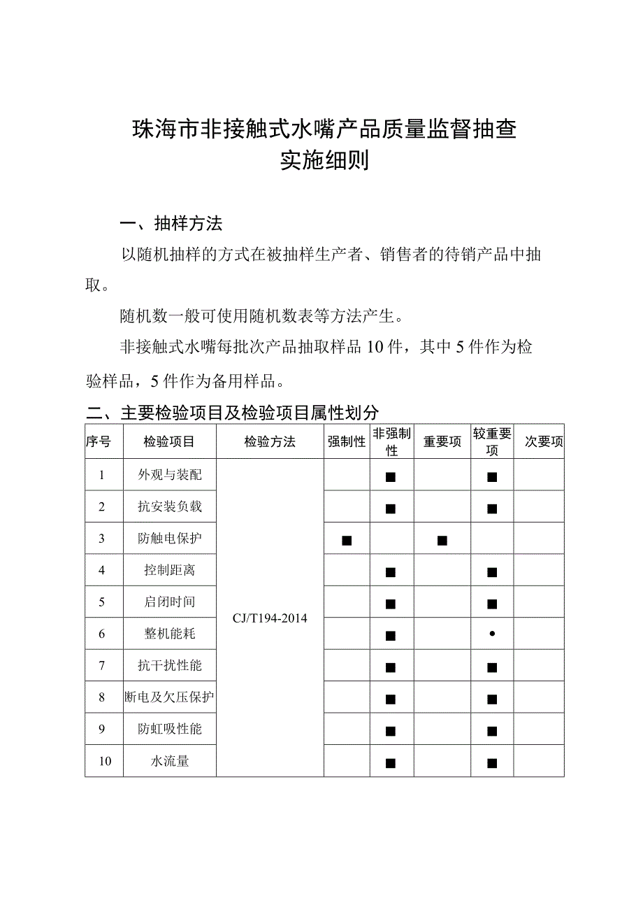 62.珠海市非接触式水嘴产品质量监督抽查实施细则.docx_第1页