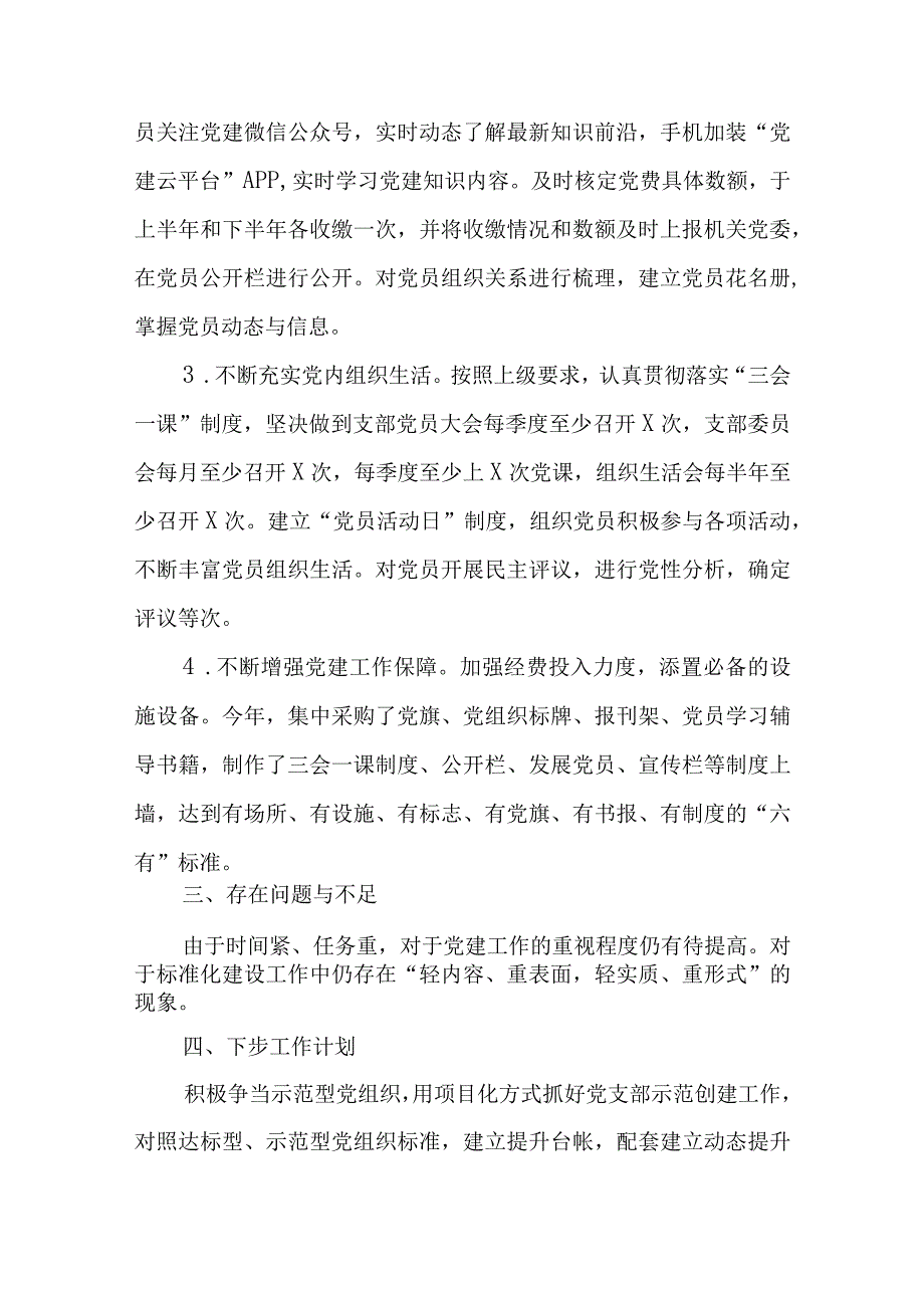 党支部标准化规范化建设工作自查报告范文五篇.docx_第3页