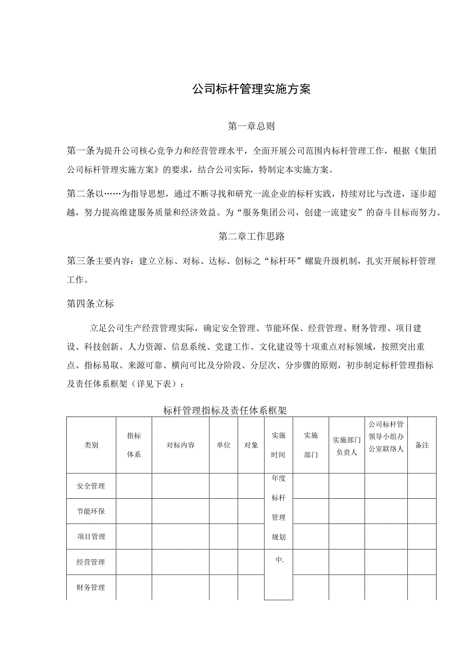 公司标杆管理实施方案.docx_第1页