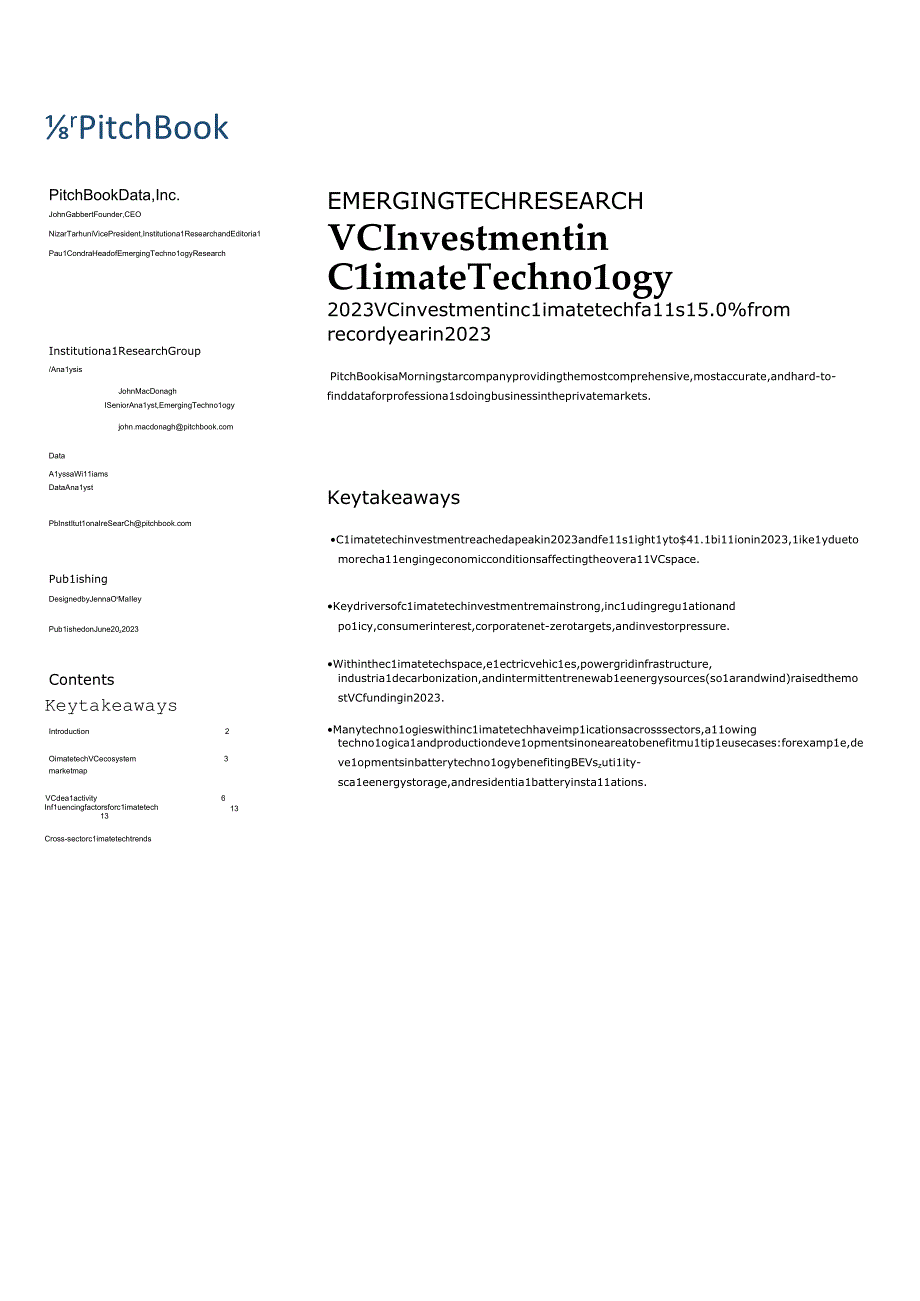 【行业报告】PitchBook：气候技术的风险投资（英）-2023.6_市场营销策划_2023年市场.docx_第1页