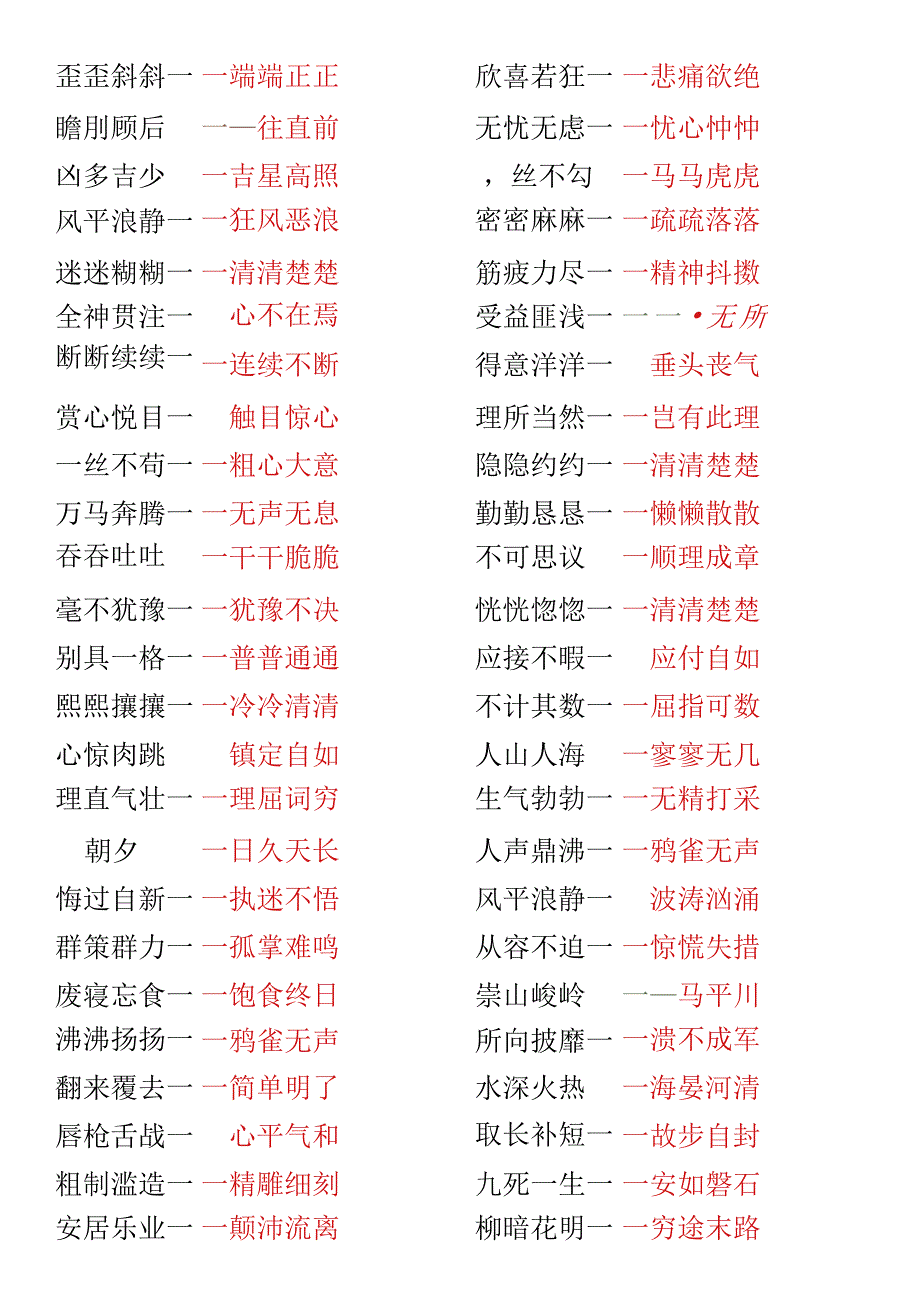 五升六年级暑假课外知识积累常见成语反义词.docx_第3页